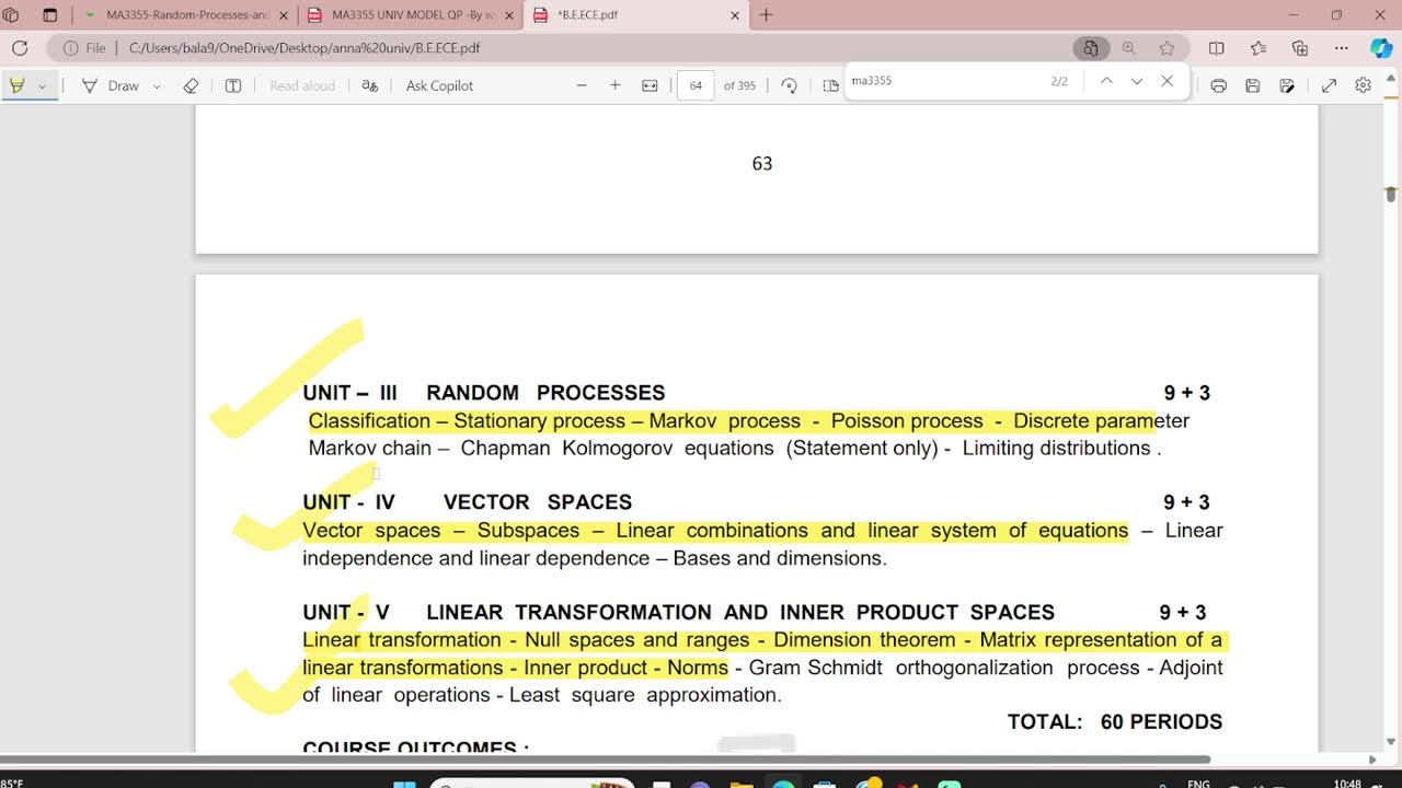 MA3355 random processes and linear algebra important questions | nov/dec23