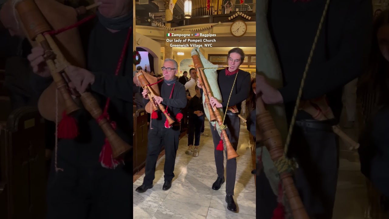 Traditional Italian Bagpipes (Zampogna) Dec. 8, 2023 at Our Lady of Pompeii, NYC Church