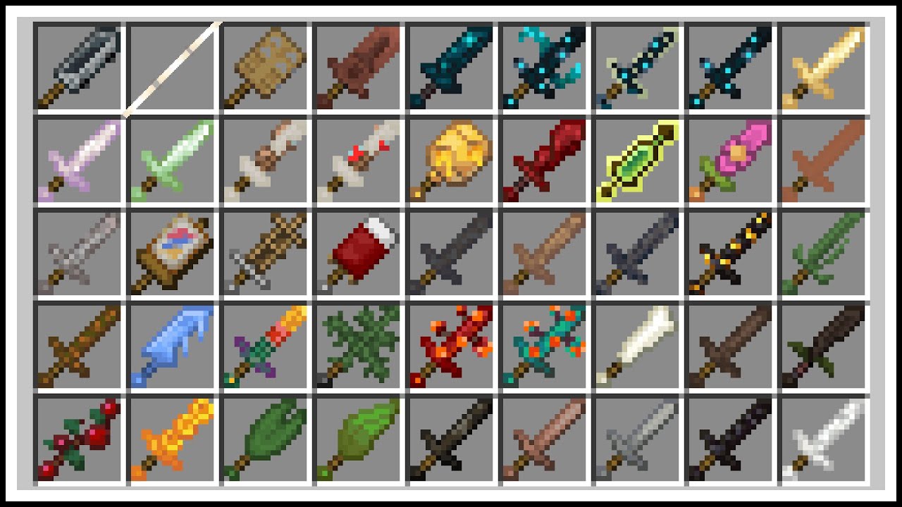 Я добавил в Minecraft 46 новых мечей.