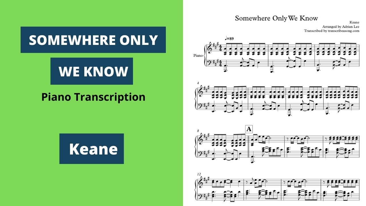 Somewhere Only We Know – Keane (Piano Sheet Music)