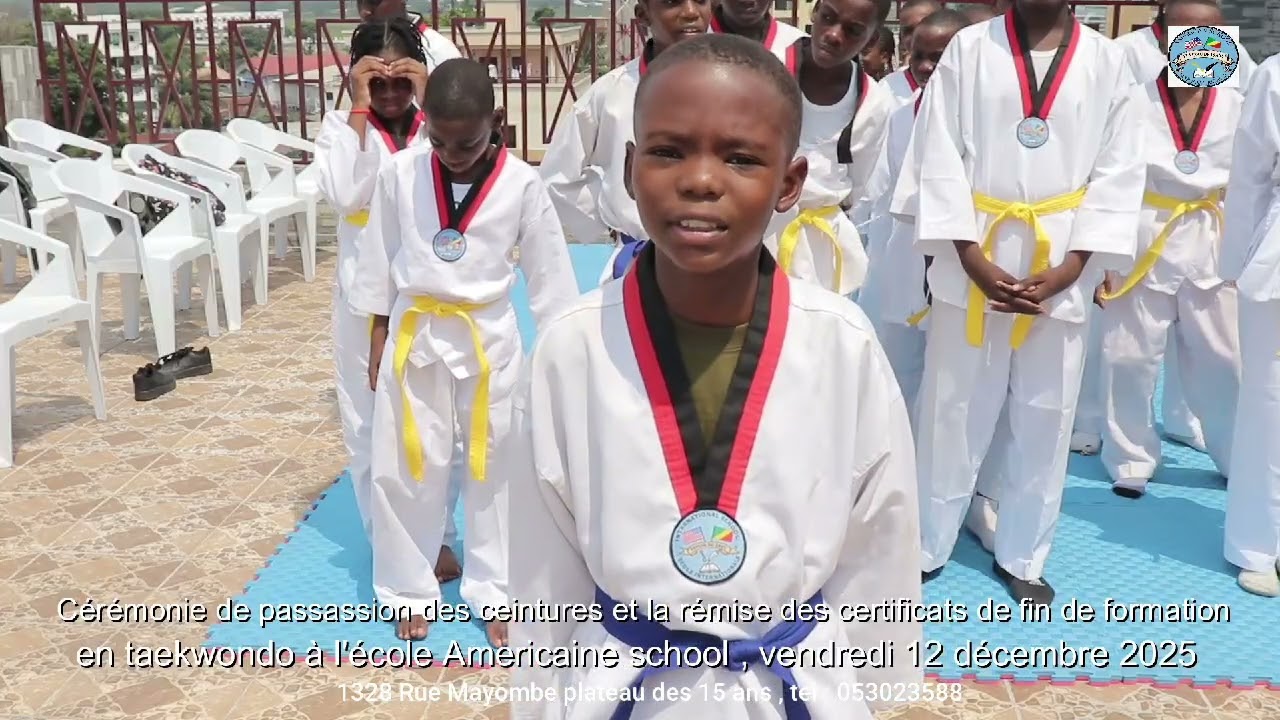 Séance de passation de ceintures en Taekwondo à l'ecole américaine du plateau. / Congo Brazzaville. 