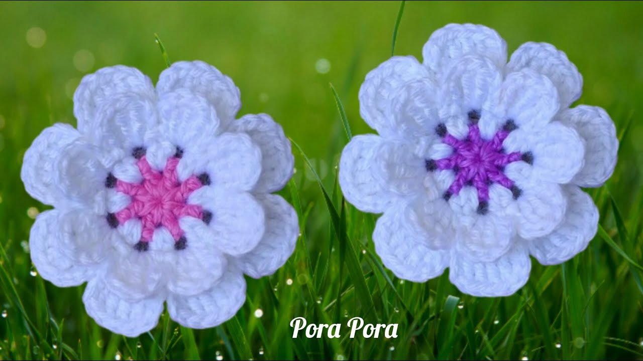 How To Crochet A Flower I Crochet Double Layered Flower I Crochet 3D Flower