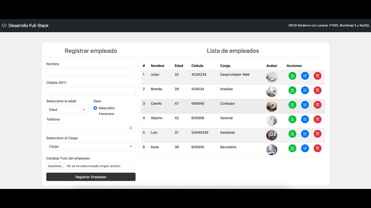 CRUD moderno con Laravel HTMX Bootstrap5 y MySQL Paso a Paso
