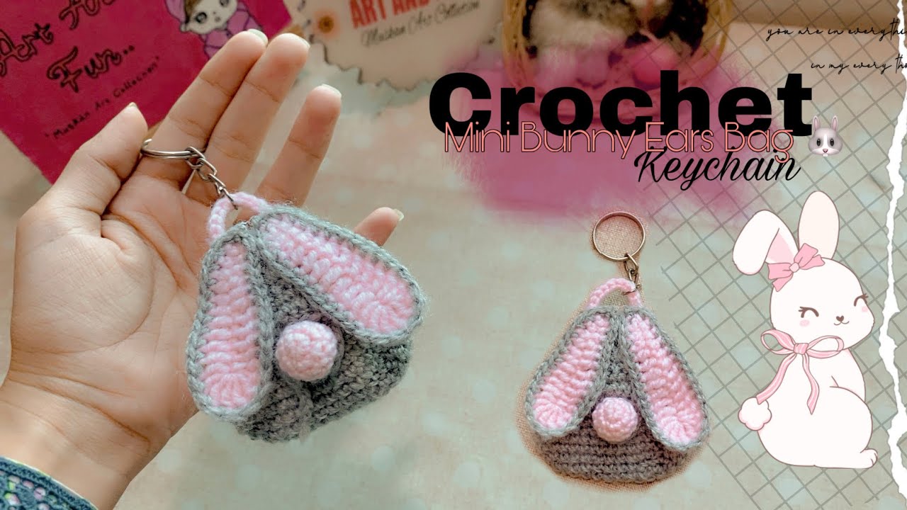 Crochet Mini Bunny 🐰 Ears Bag Keychain | crochet bag keychain | crochet mini backpack 🎒 #viralvideos