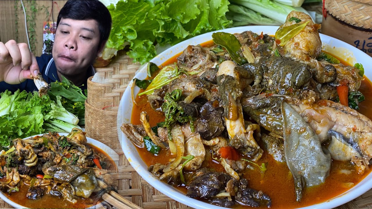 อาหารป่ารสเด็ด ผัดเผ็ดกบตัวใหญ่ๆถึงเครื่องสมุนไพร#อ๋องแอ๋งฮั่นแน้ว 