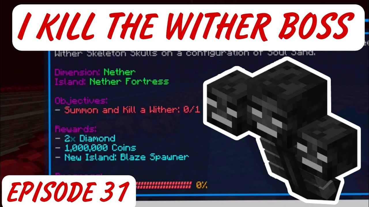 I KILL THE WITHER BOSS IN CUBECRAFT SKYBLOCK EPISODE - 31