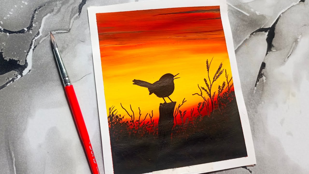 Easy Sunset Painting / sunset Painting for beginners