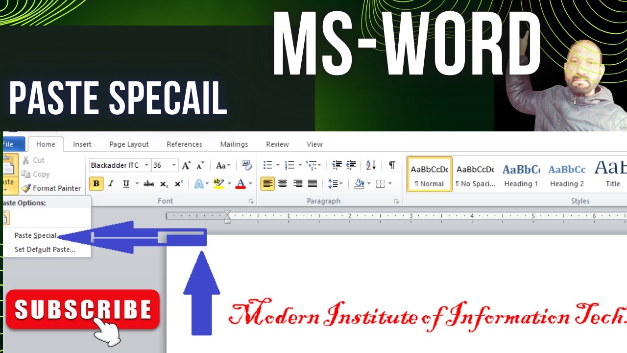 Paste Specail Option !! Ms-Word !! Ms- Word Main Paste Special ka istimal.Computer Class In Ms-Word