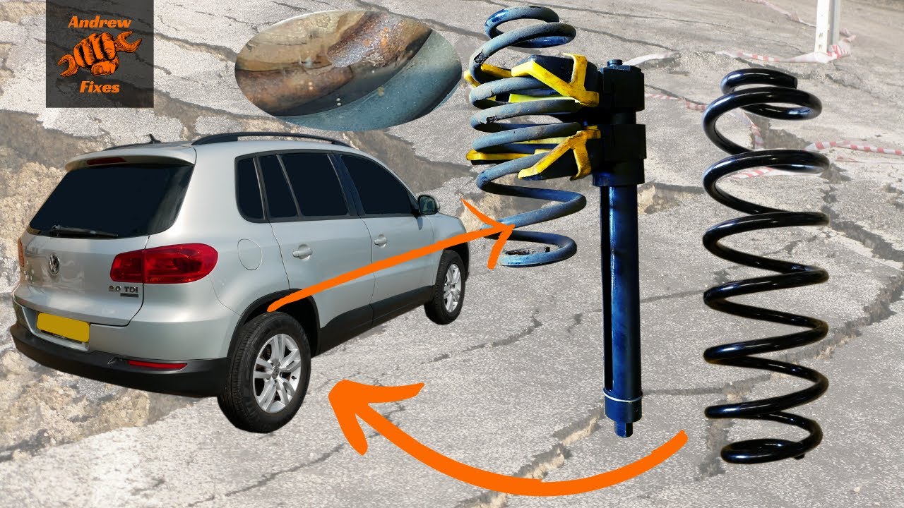 VW Tiguan rear spring replacement featuring Draper coil spring compressor kit
