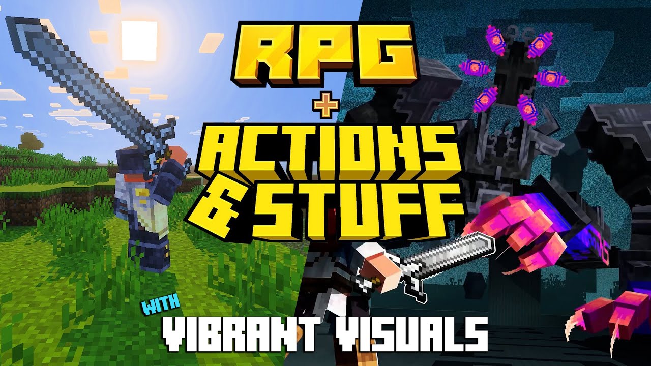 MINECRAFT RPG + ACTIONS & STUFF + VIBRANT VISUALS (NEW UPDATE) in Bedrock (all classes & animation)