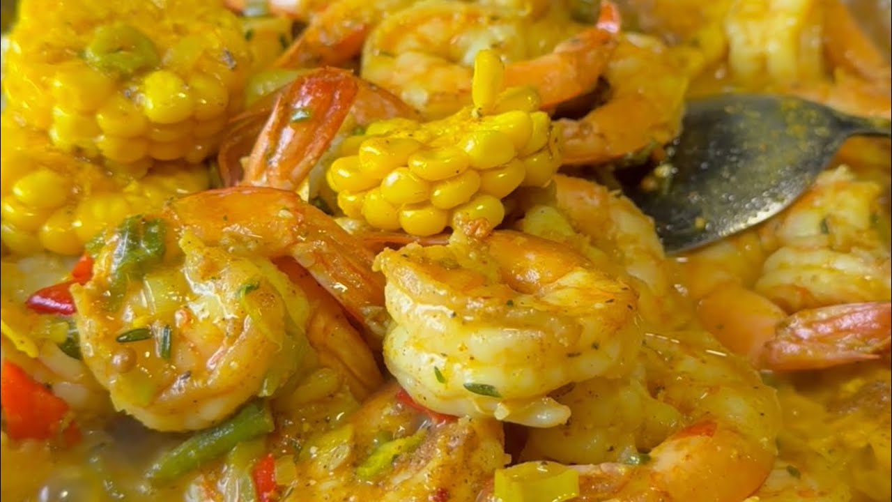 Easy African Fufu with Jamaican coconut curry shrimps