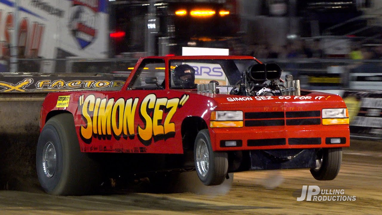 Super Modified 2wd Trucks pulling at the 2022 Effingham County Fair in Altamont, IL