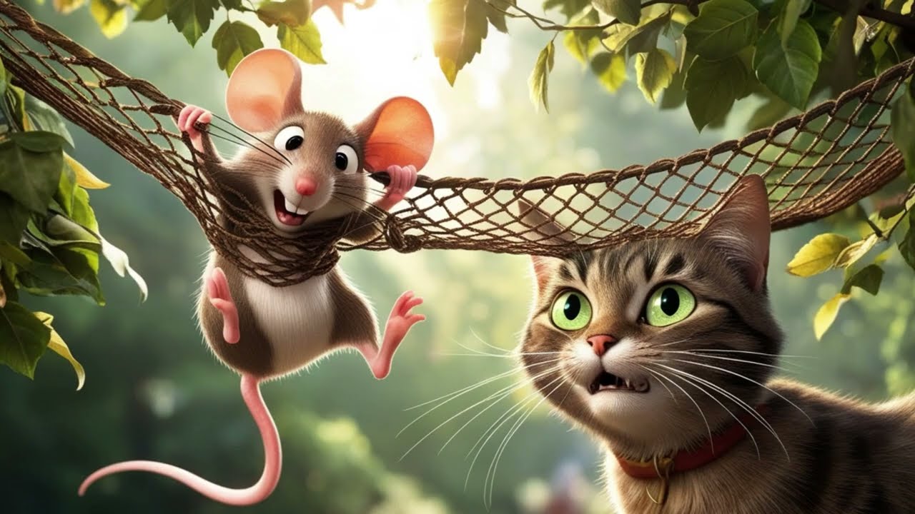The brave Mause and the Targged Cat💕🐱#animation #funny