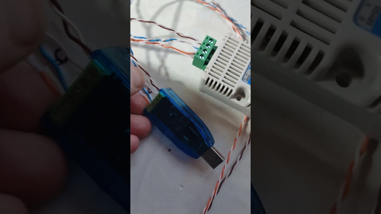 Проверка работы RS-485 датчика температуры и влажности и преобразователя USB - RS485 Собрал!