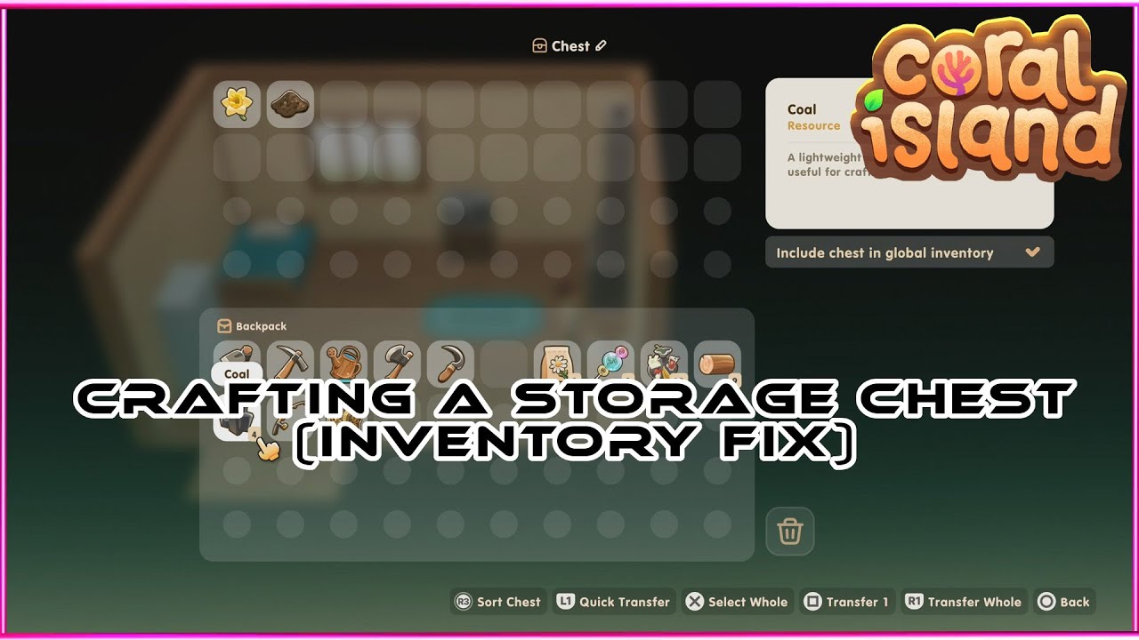 Crafting A Storage Chest (Inventory Full) Coral Island