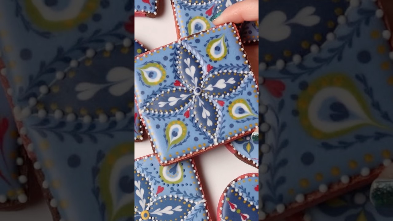 Royal icing decorated cookies inspired by Turkish tiles #wetonwet #bakinginspiration #art