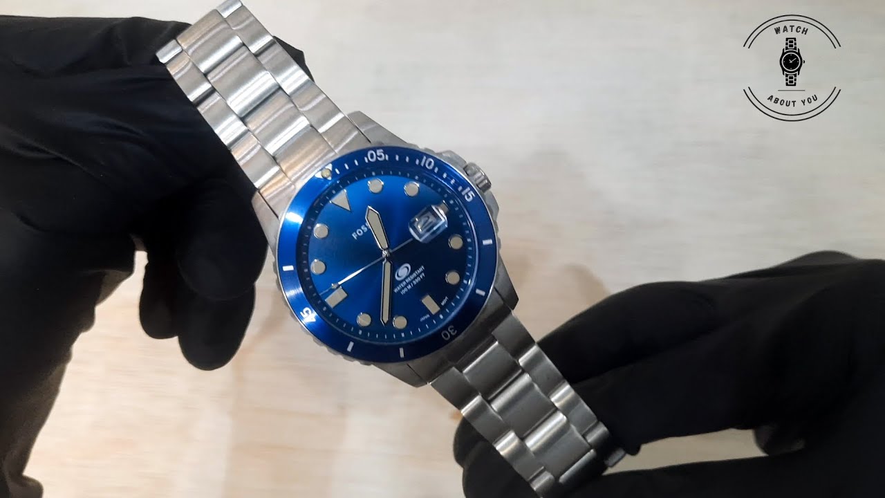 FOSSIL BLUE THREE HAND DATE STAINLESS STEEL WATCH FS5949 | Unboxing