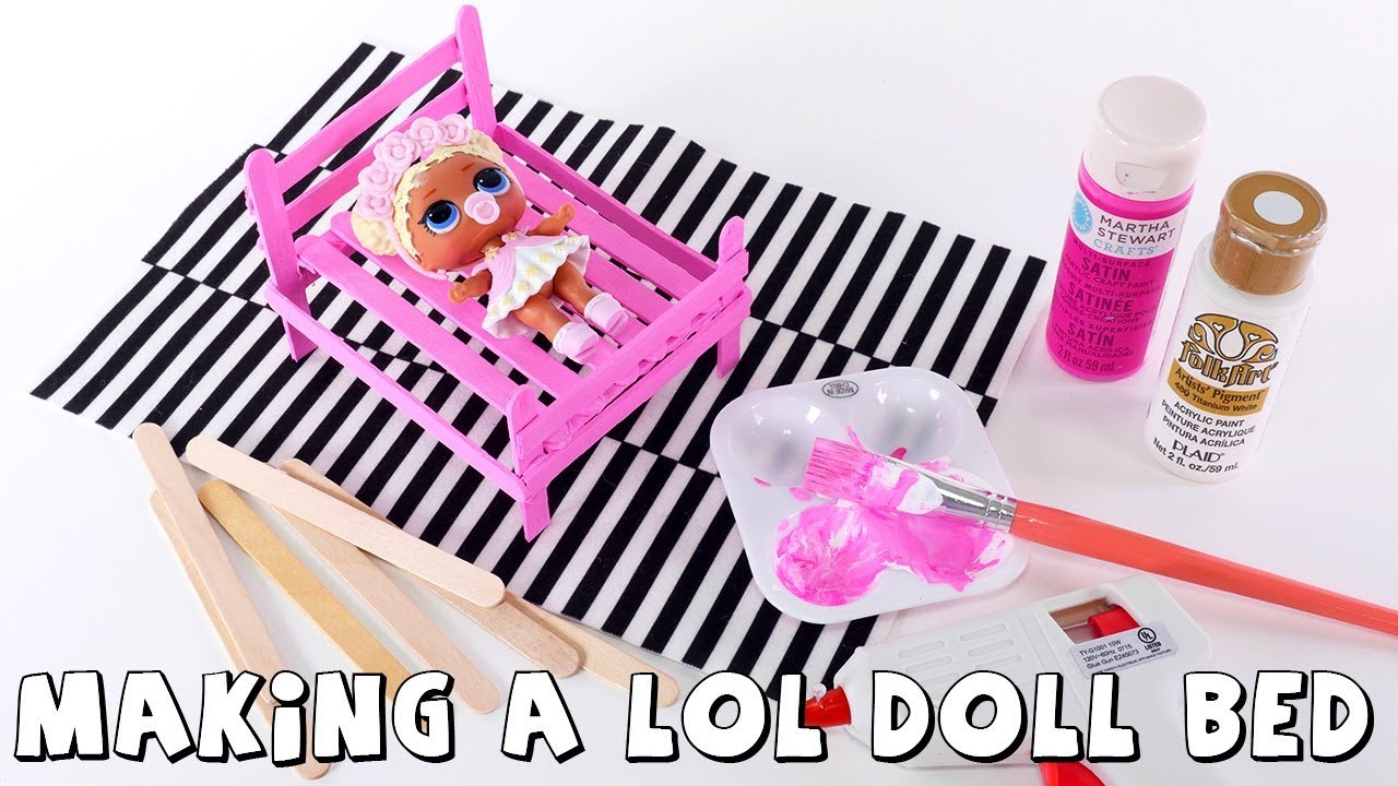 How to Make a LOL Surprise Doll Bed Craft | Making Doll Furniture w/ Craft Sticks | Amy Jo Show DCTC