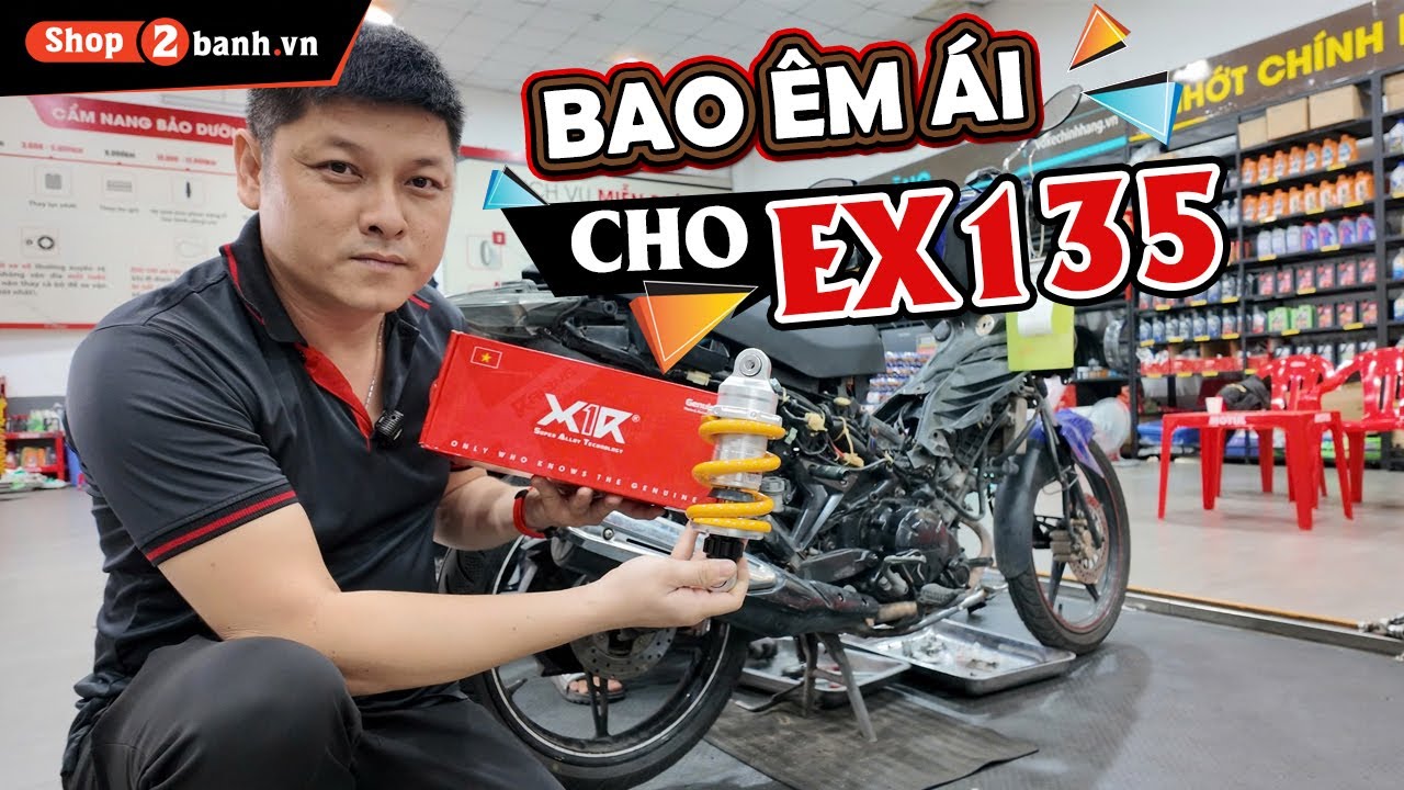 Phuộc sau nhún êm, tăng chỉnh nặng nhẹ cho Exciter 135. Phuộc X1R chính hãng Exciter 135 cao 203mm