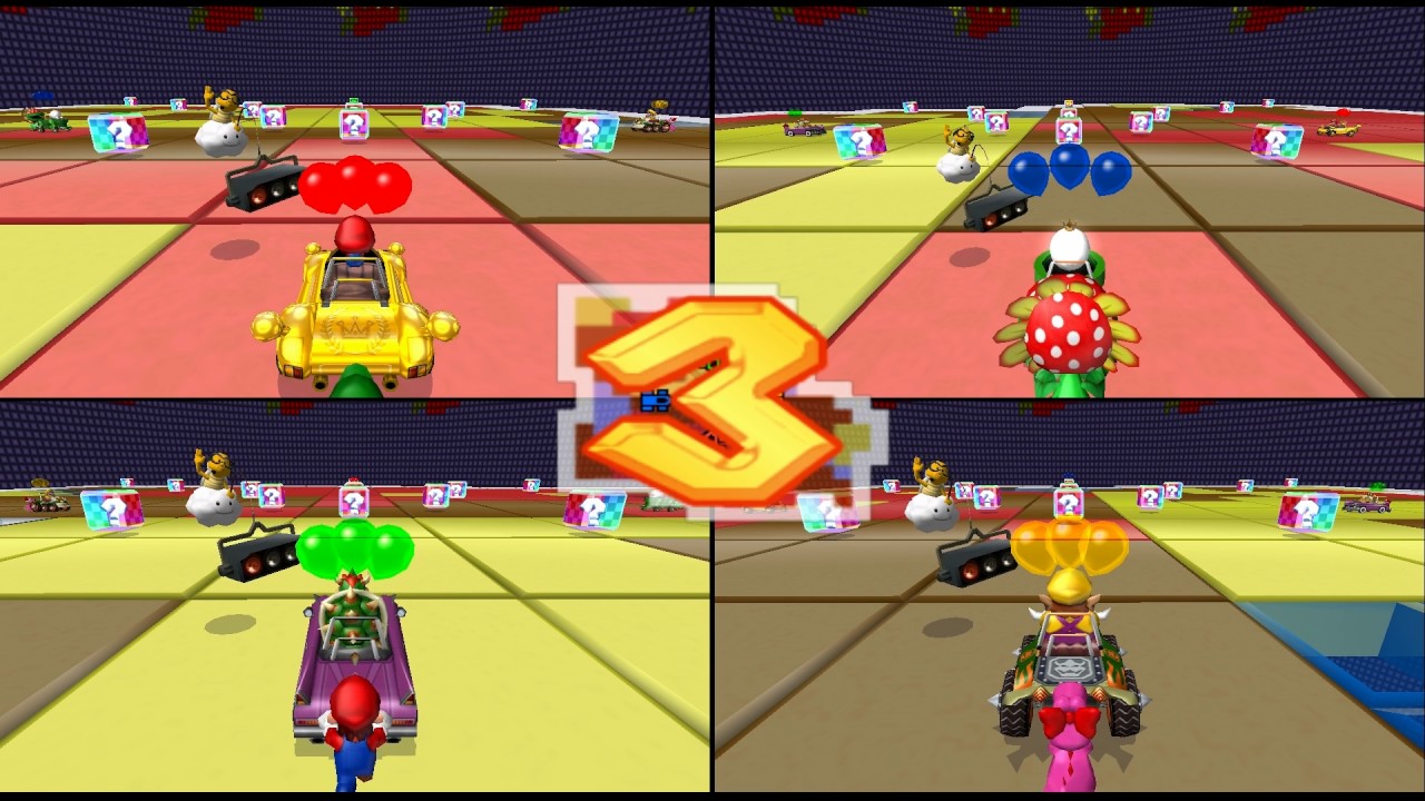 Mario Kart Double Dash!!: Balloon Battle: Tilt-A-Kart 4 player Netplay 60fps