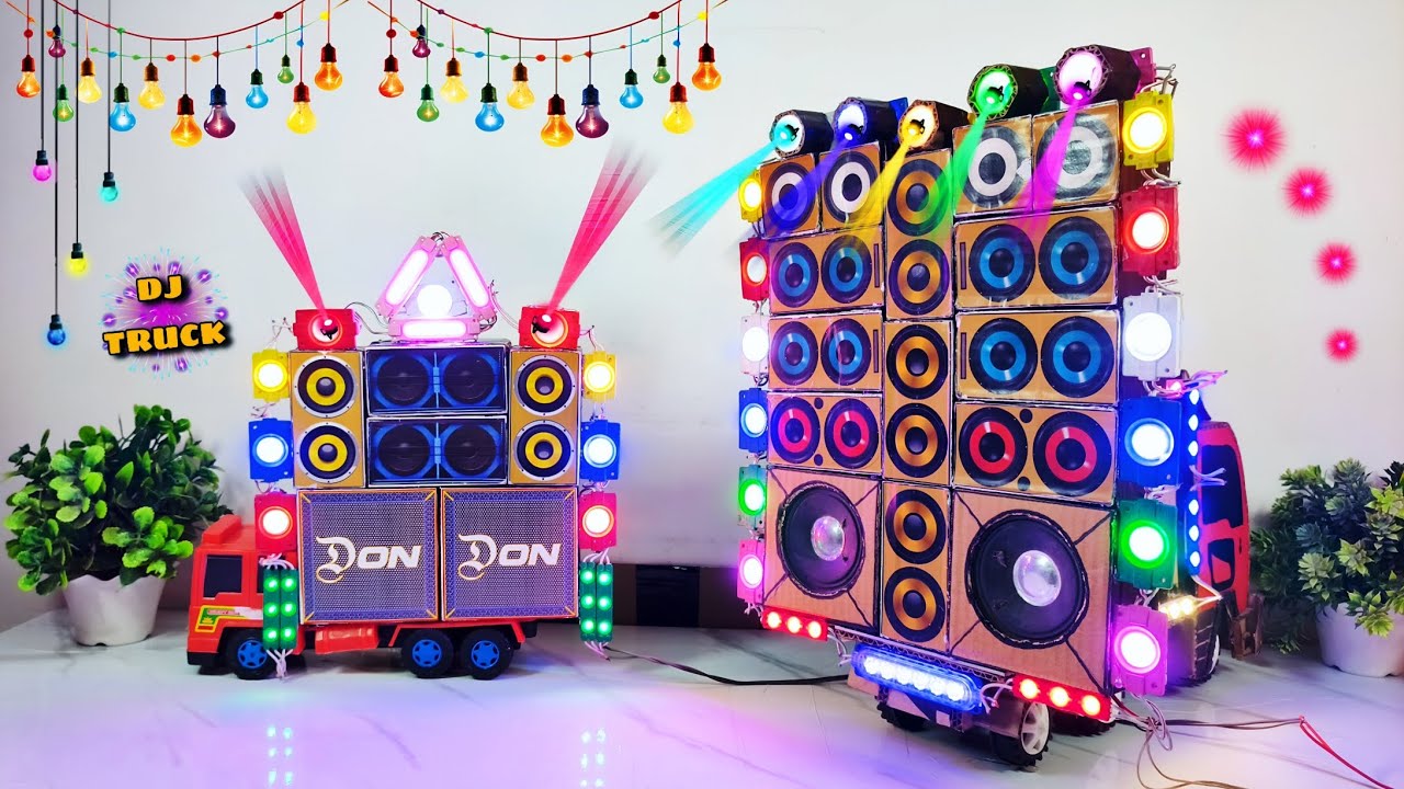 How to Make DIY Mini DJ Truck at Home | Cardboard DJ Setup | Sharpy Lights | Eicher Mini Box