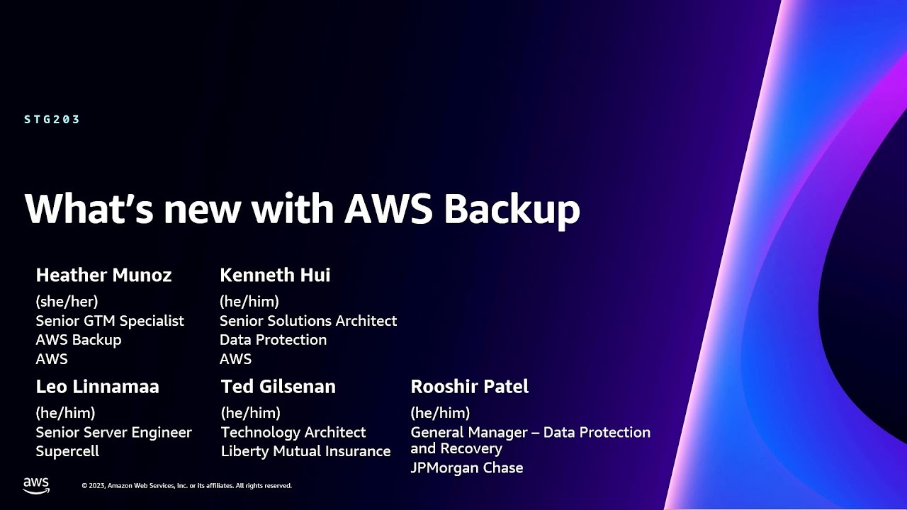 AWS re:Invent 2023 - What's new with AWS Backup (STG203)