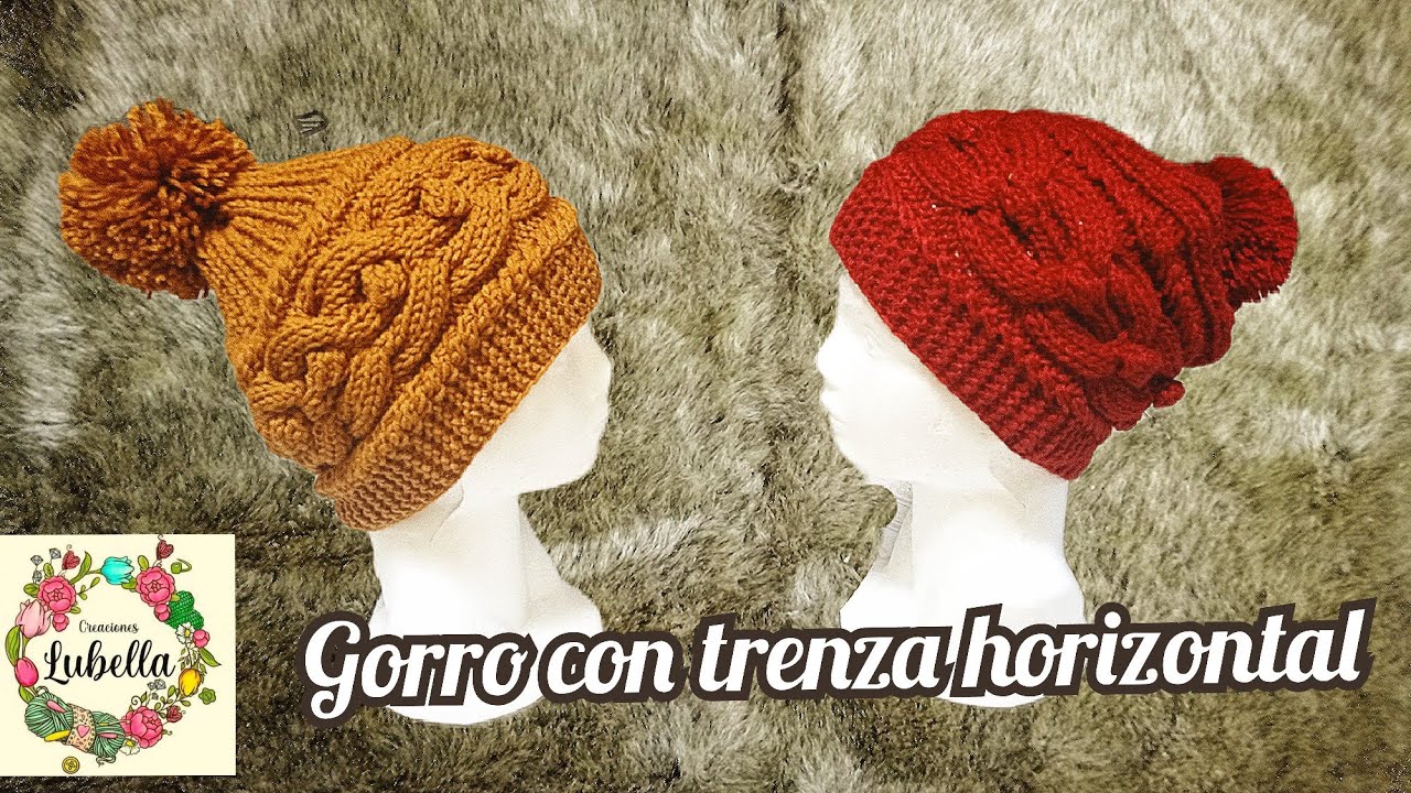 Gorro con trenza horizontal, fácil de hacer #gorros #tejidos