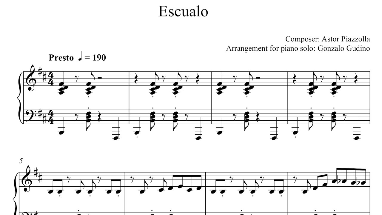 Escualo - Astor Piazzolla - Version piano solo