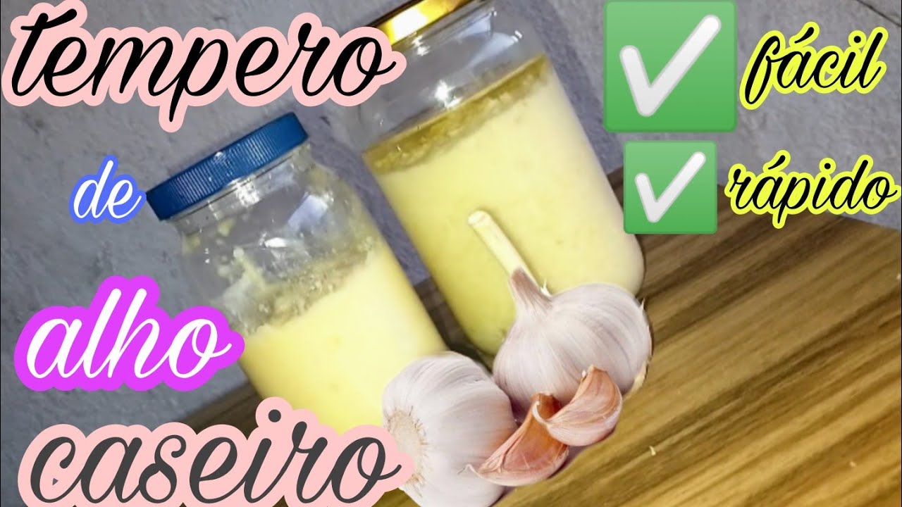 como fazer tempero de alho e &oacute;leo  simples. #tempero #alho #receitas #amoreceitas #receita #comida
