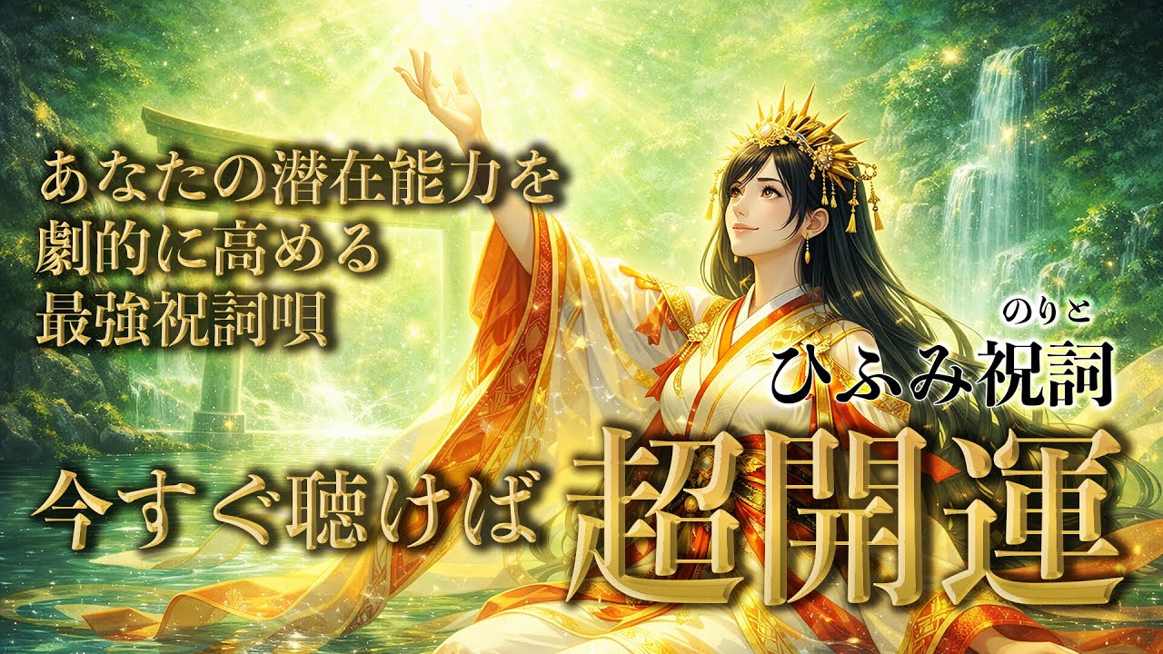 【今すぐ聴けば超豪運 / ひふみ祝詞】聴くだけで天地からの神聖な力を受け取れる「ひふみ祝詞」歌うたひ【最強祝詞歌】（字幕あり）