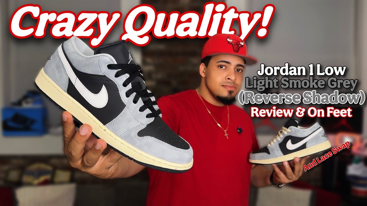Jordan 1 Low Light Smoke Grey (Reverse Shadow) Review, On Feet & Lace Swap