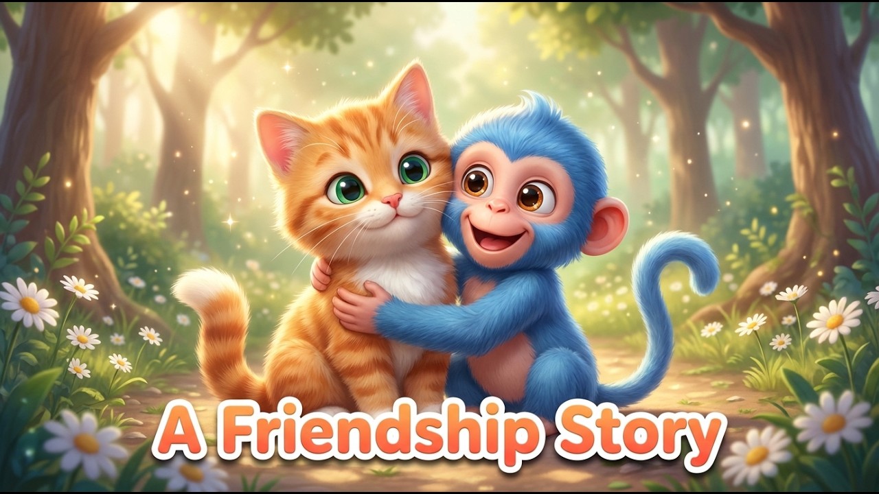 A Tabby Cat And Blue  Monkey FriendShip Story
