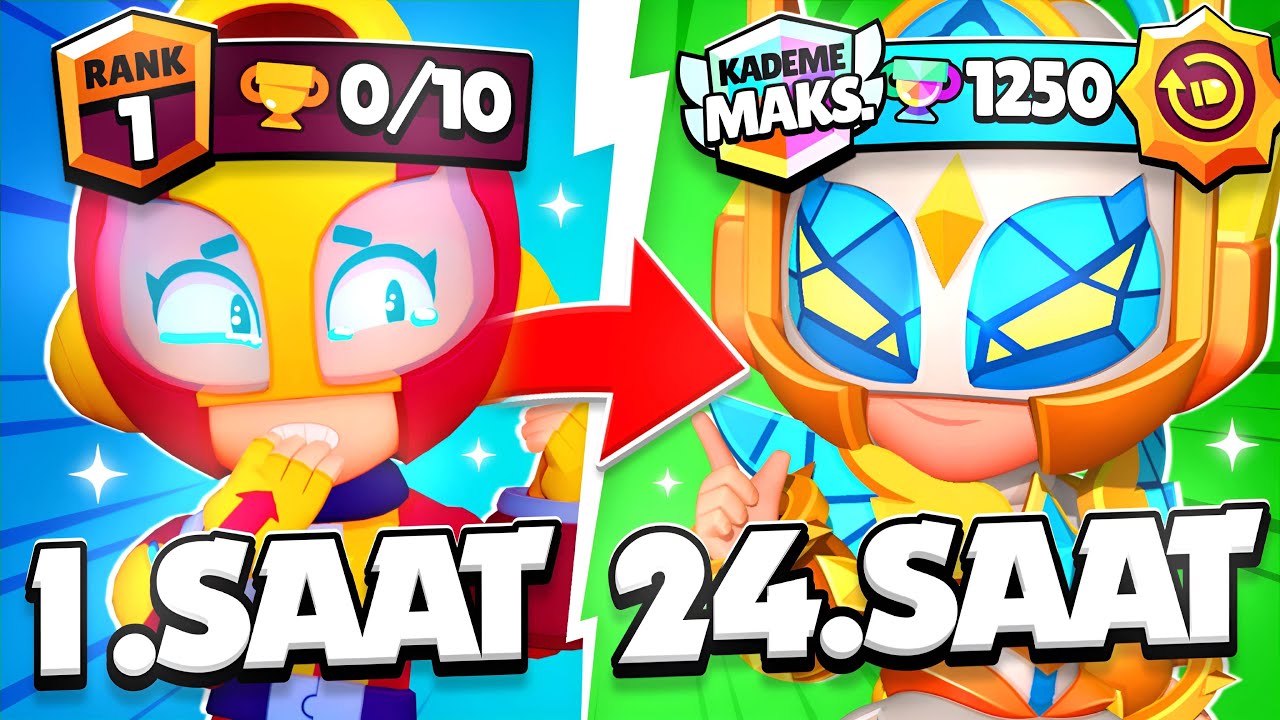 24 SAAT BOYUNCA MAX OYNADIM! 50 RÜTBE KASIYORUM! Brawl Stars