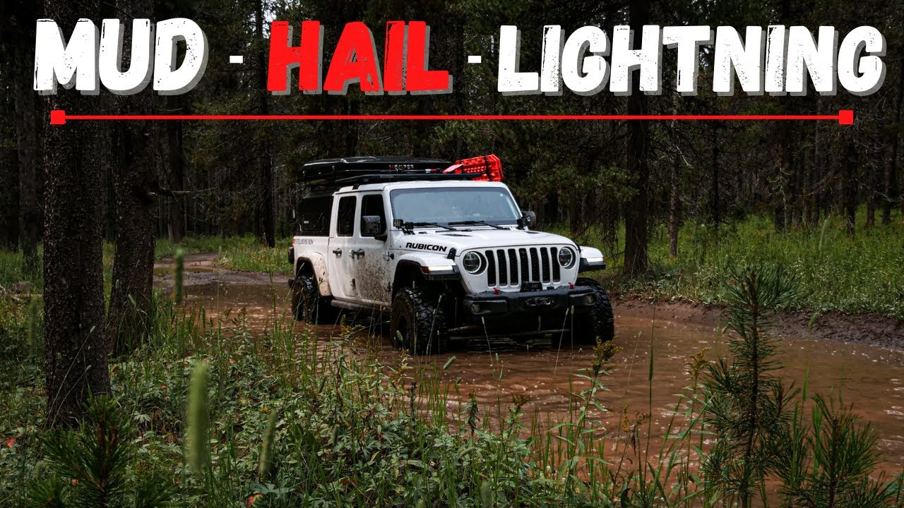 Jeep Gladiator off-road in Dangerous Mud, Hail, and Lightning! The quest to 10,000 Feet