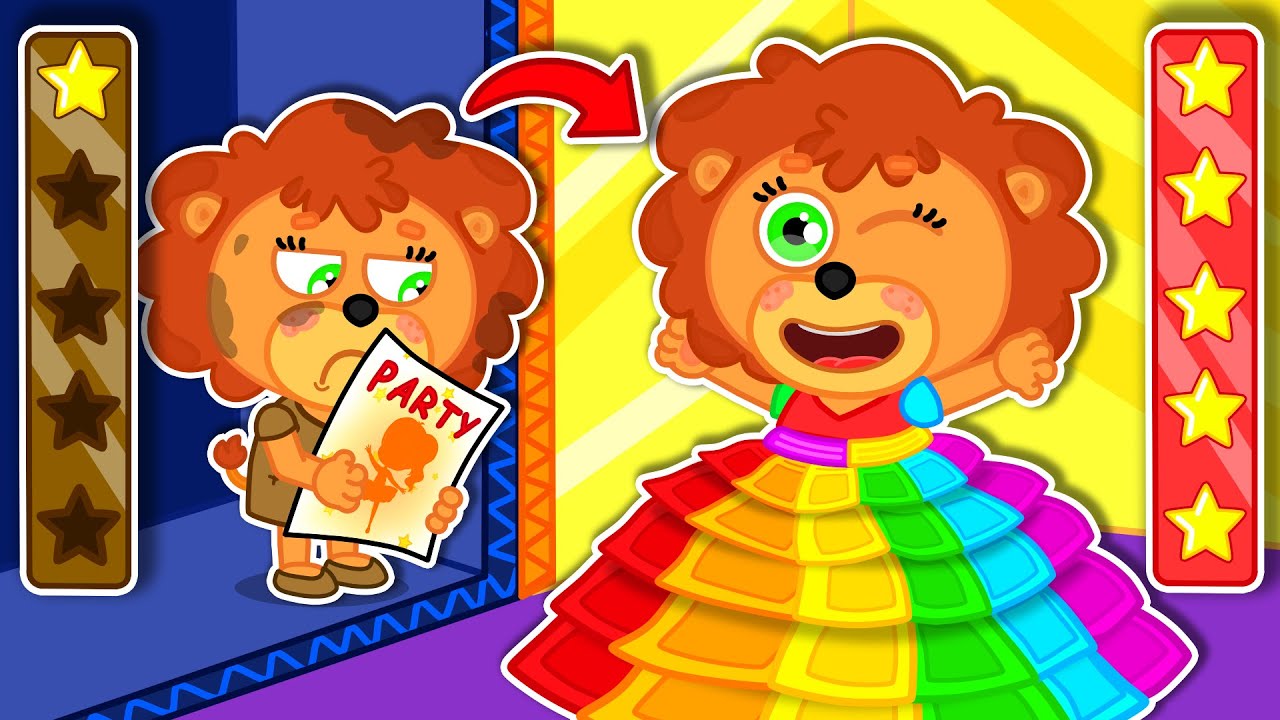 LeonCito | Vestido arcoíris hecho con pegatinas | Dibujos animados | Video Para Niños