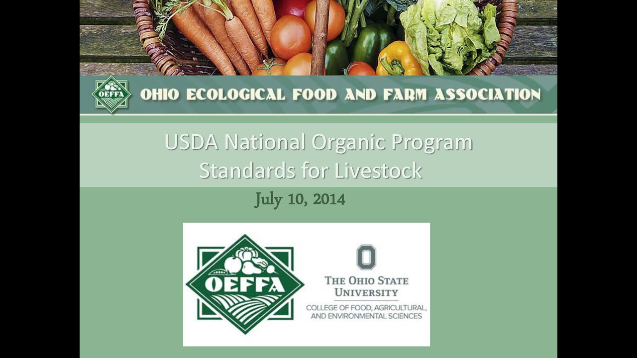 USDA National Organic Program Standards for Livestock