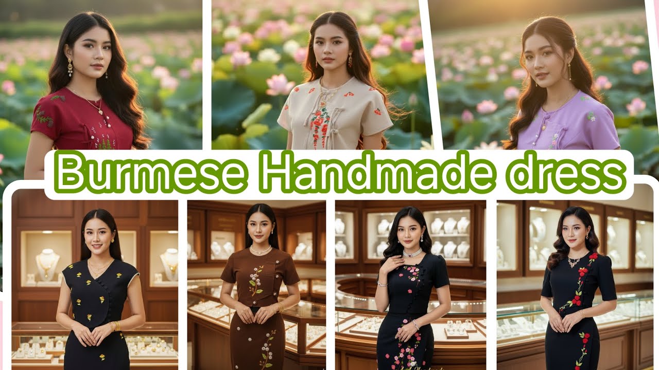  Tradational Burmese handmade dress မြန်မာ့ချည်ထည် ချုပ်ပုံအလှလေးများ
