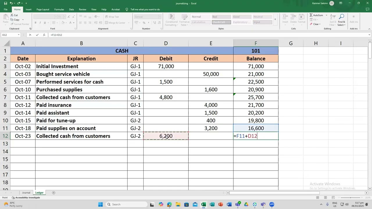 POSTING TRANSACTIONS TO THE LEDGER (3 COLUMNS)