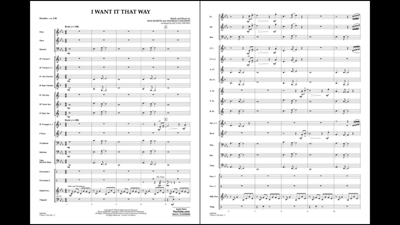 I Want It That Way arranged by Michael Brown