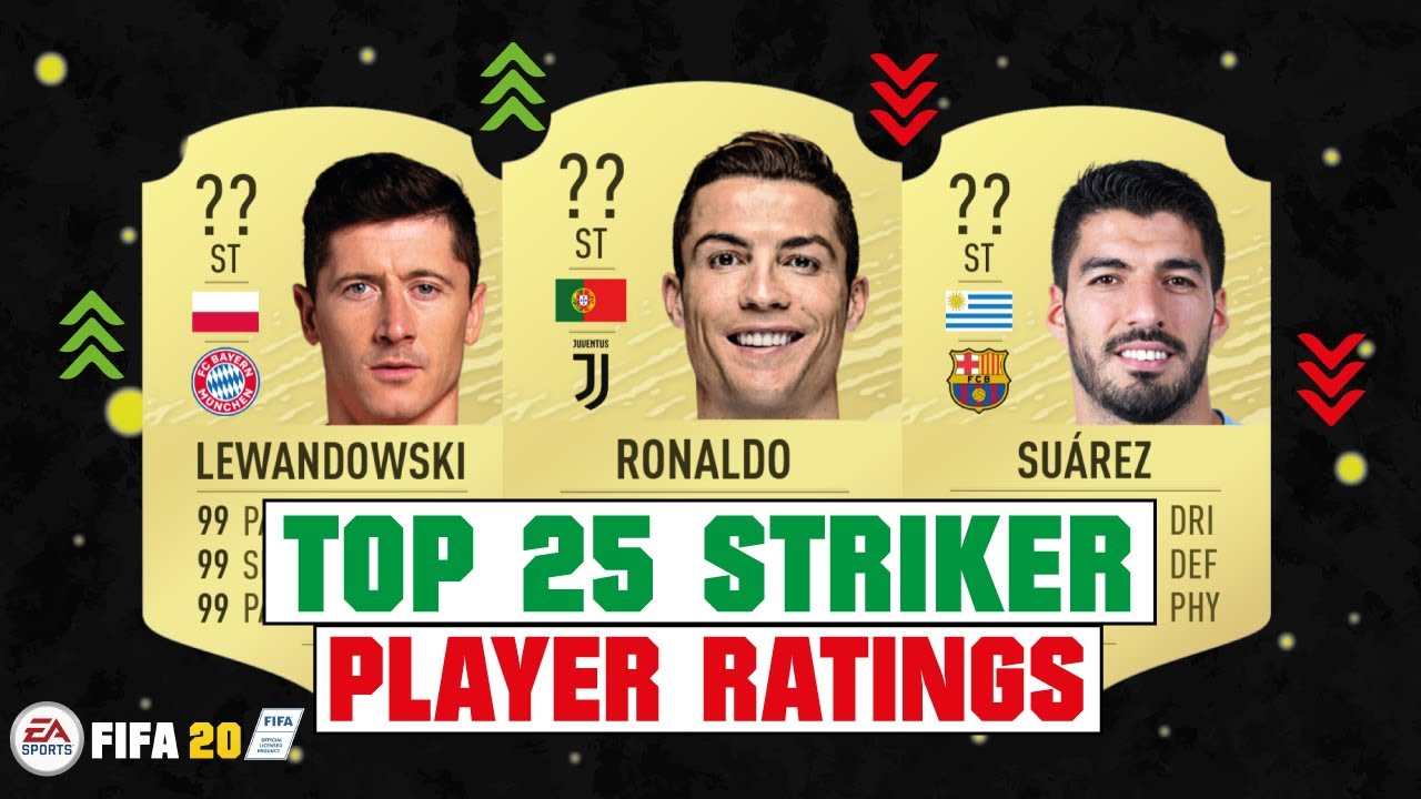 FIFA 20 | TOP 25 BEST STRIKER PLAYER RATINGS 😱🔥| FT. RONALDO, LEWANDOWSKI, SUAREZ... etc