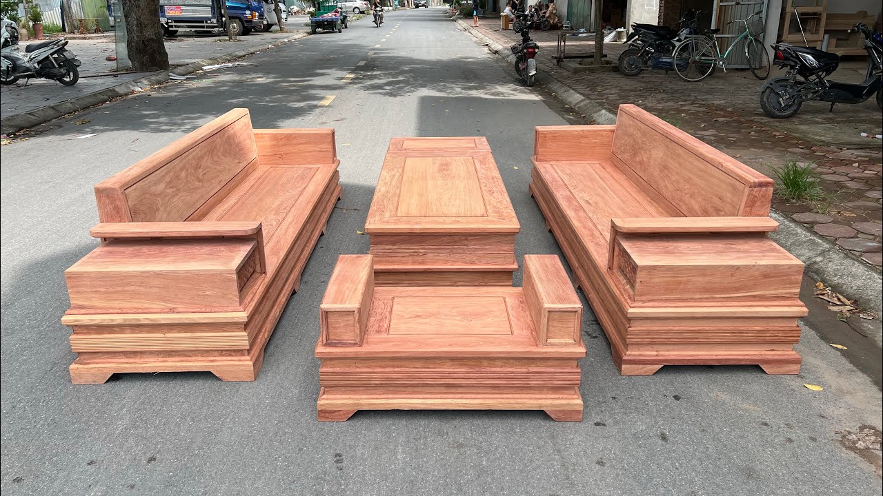 Mộc thô của bộ ghế sofa phòng khách hiện đại gỗ hương đá