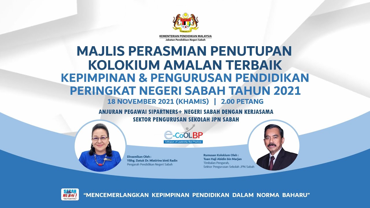 MAJLIS PERASMIAN PENUTUPAN e-CoOLBP PERINGKAT NEGERI SABAH TAHUN 2021 | JPN SABAH