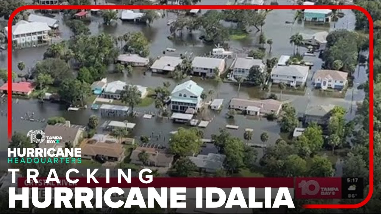 Bird's-eye view of storm surge in Crystal River following Hurricane Idalia