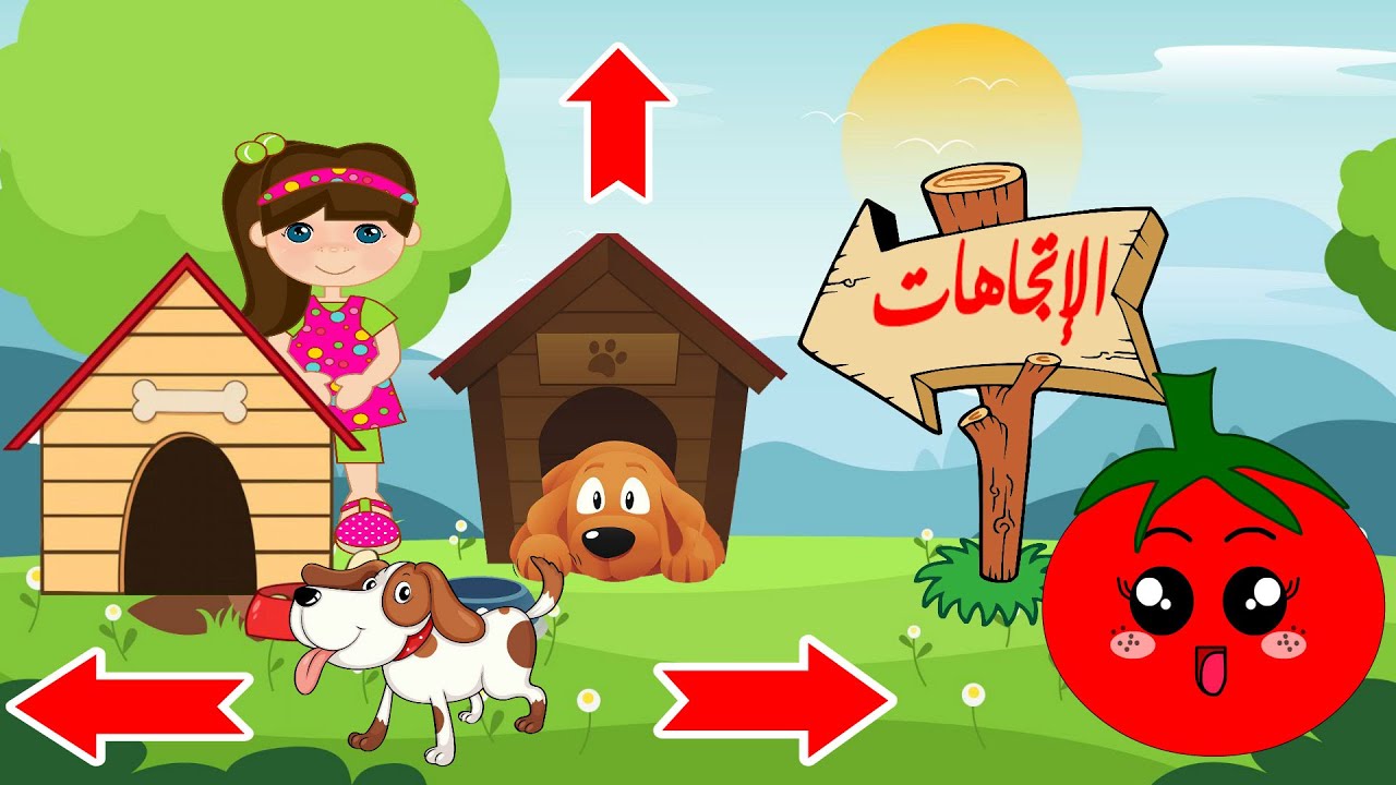 الاتجاهات - تعليم الأطفال الاتجهات - فوق تحت يمين يسار أمام خلف جانب - باللغة العربية