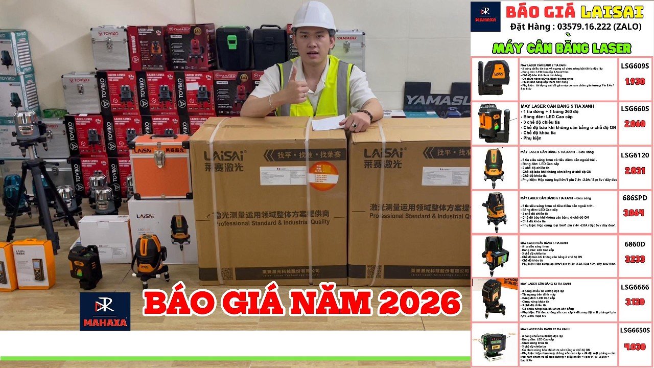 Báo Giá Các Mẫu Máy Cân Bằng Laser LAISAI Mới Nhất Năm 2026 | Đầy đủ thuế VAT