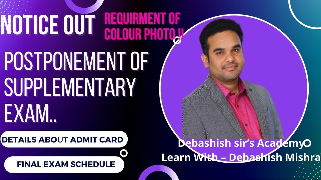 Supplementary Exam Postponed. Admit card for Final BPUT final year students. Final Exam Schedule.