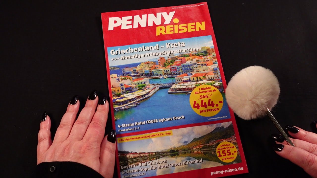 ASMR PENNY Reiseprospekt sichten + vorlesen ♡ Soft Spoken und Flüstern ♡ Paper Sounds ♡ Deutsch