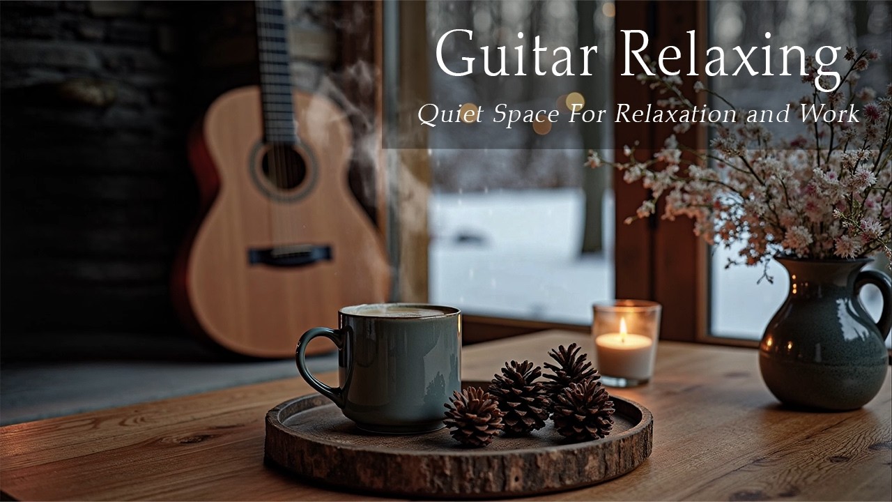 Cozy Night Acoustic Guitar 🌙 Warm Firelight & Stress Relief Music (2 Hours)