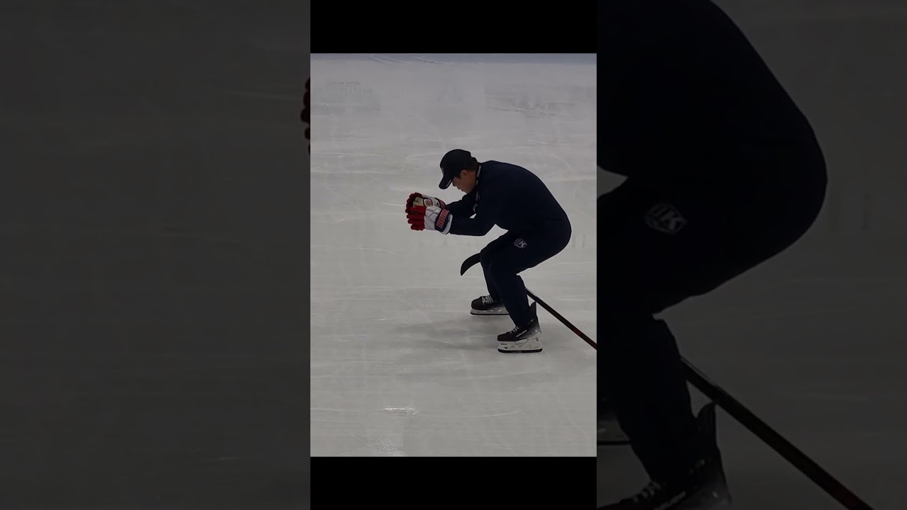 Squatting   Balance with the Stick #bkhockey #hockeyskating
