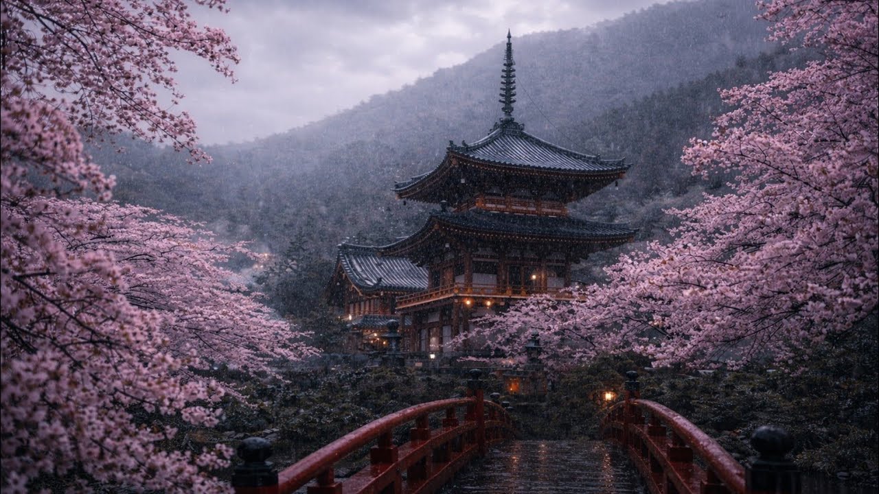 🌸 Rainy Japanese Temple Ambience – Relaxing Rain Sounds for Sleep & Meditation
